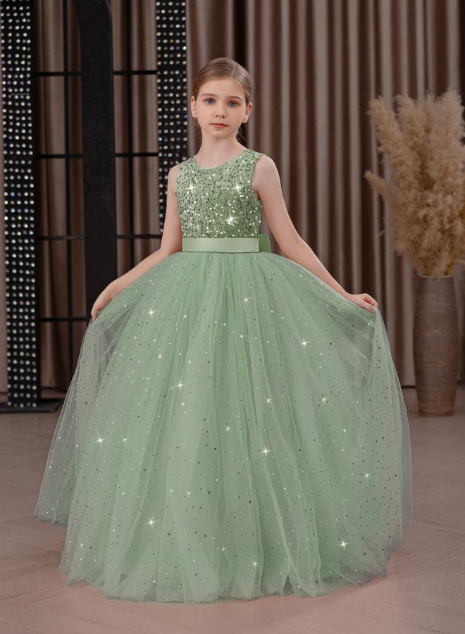 Take Two Girls Green Embellished Sleeveless Maxi Dress - Image 4